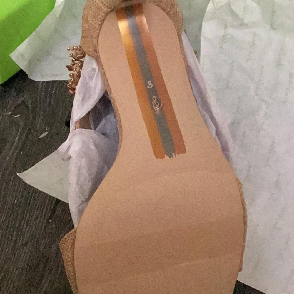 NIB Sam Edelman Size 8M Shoes Tan Raffia - Picture 6 of 7